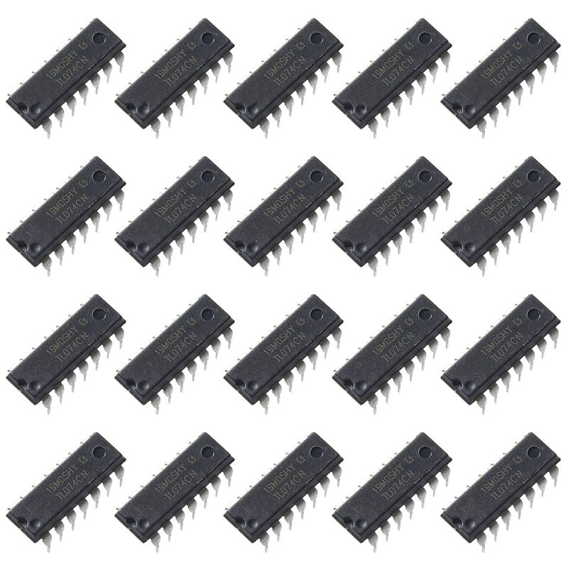 Bridgold 20 قطعة TL074CN 074 مضخم عمليات رباعي منخفض الضوضاء JFET شريحة IC، DIP-14. - Image 1